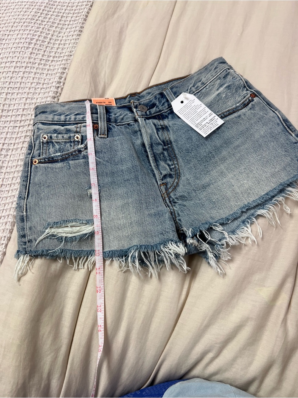 Levi's Light Blue Distressed Denim Cutoff Shorts